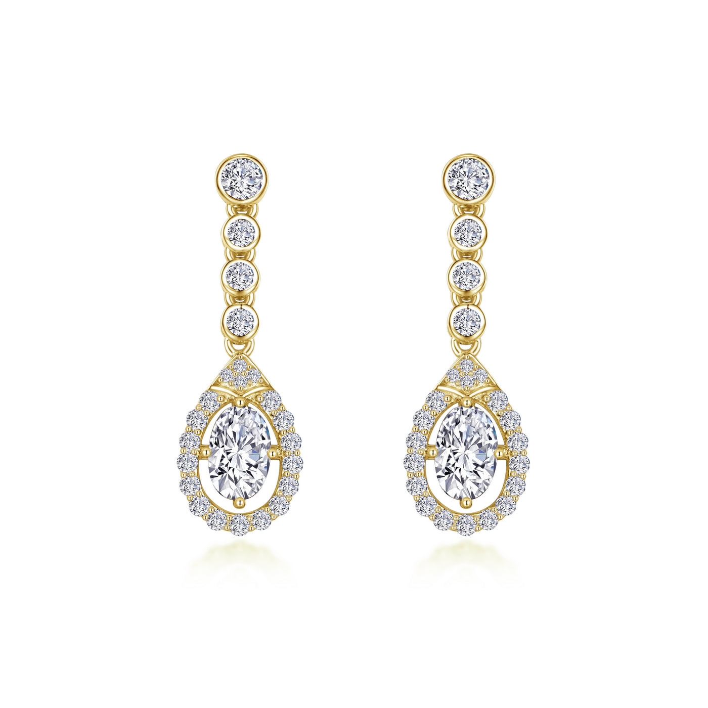 Oval Halo Drop Earrings