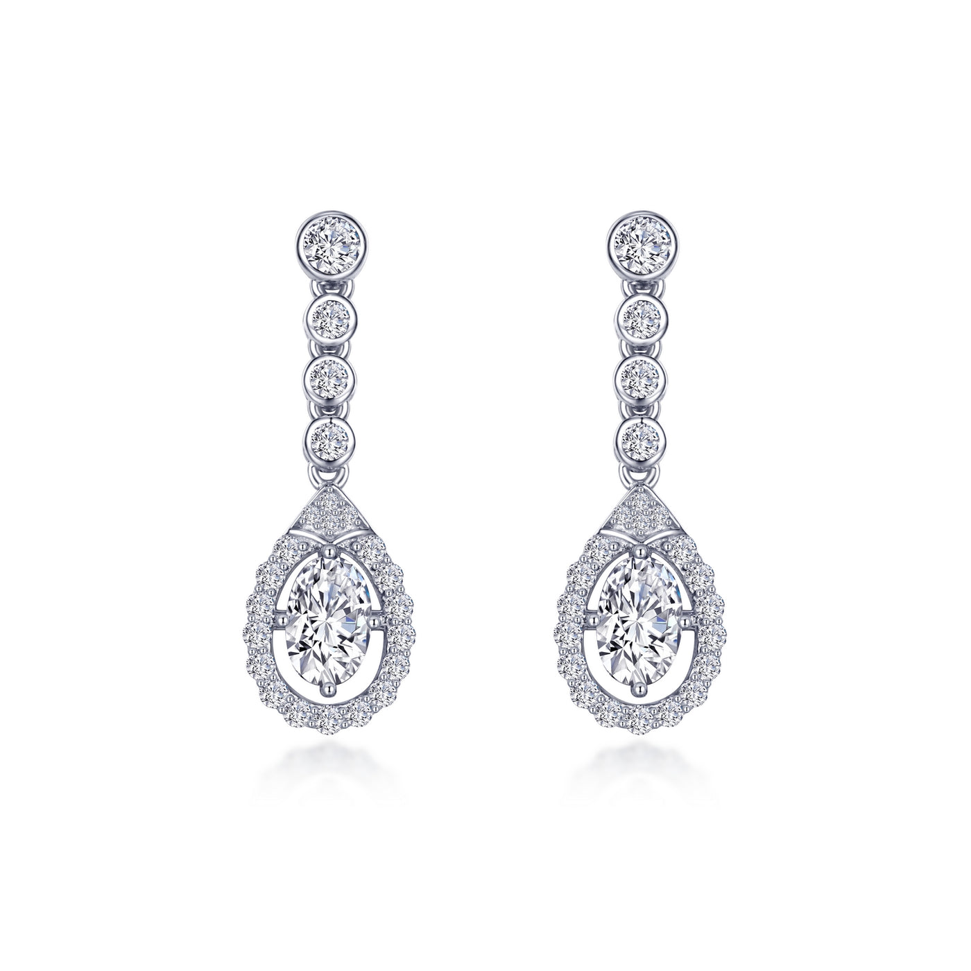 Oval Halo Drop Earrings