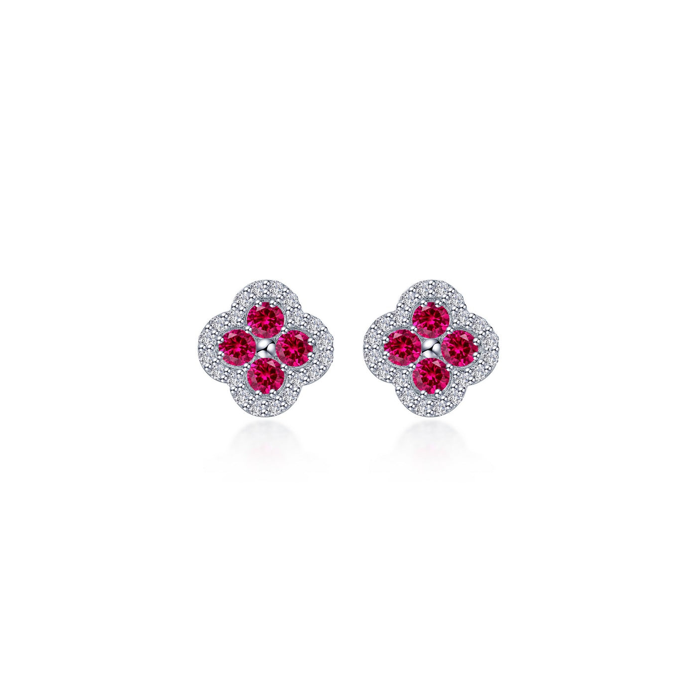 0.8 CTW Flower Halo Stud Earrings