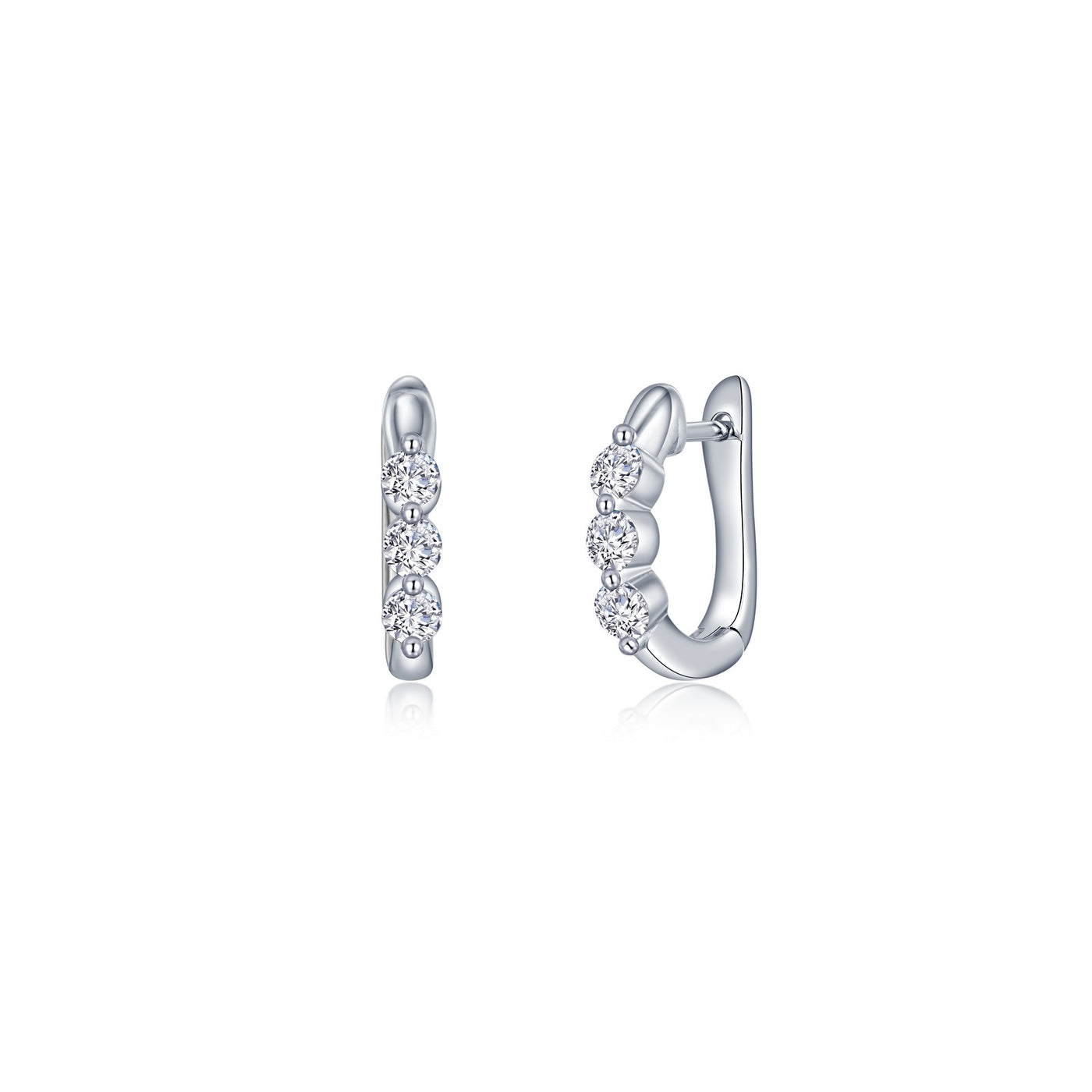 1.0 CTW 3-Stone Huggie Hoop Earrings