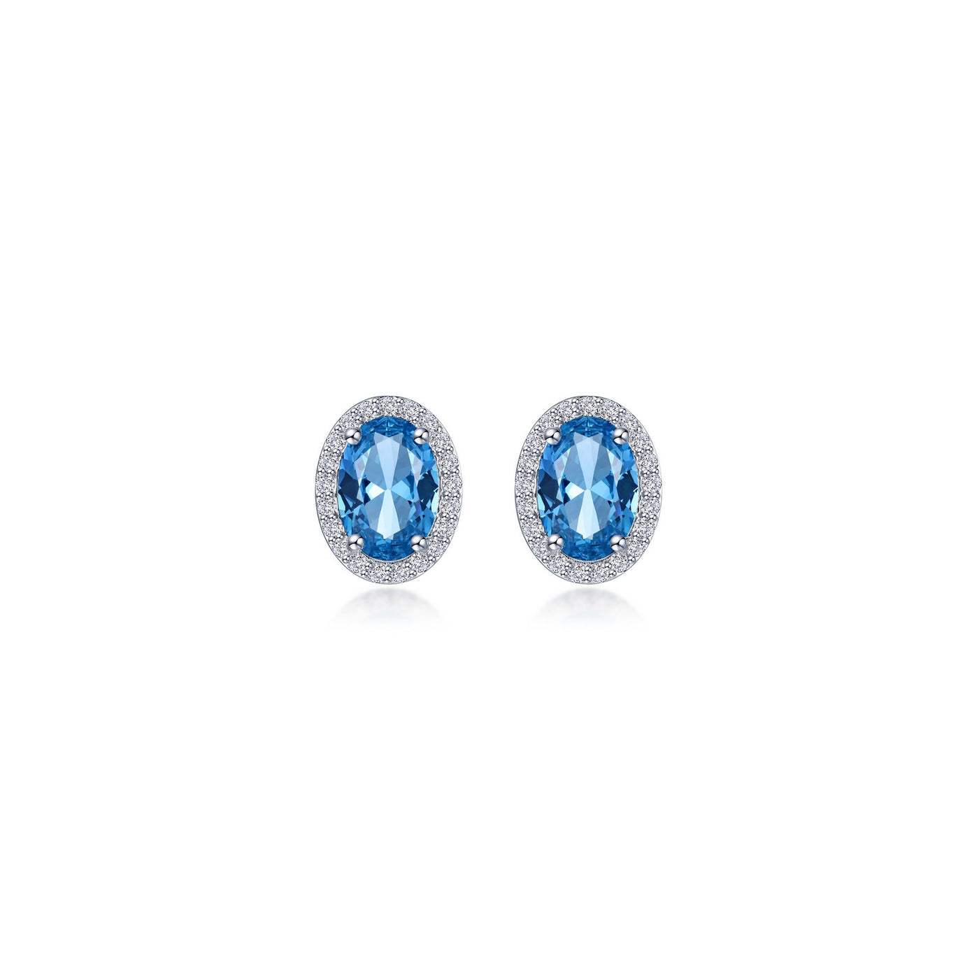 2.96 CTW Oval Halo Stud Earrings