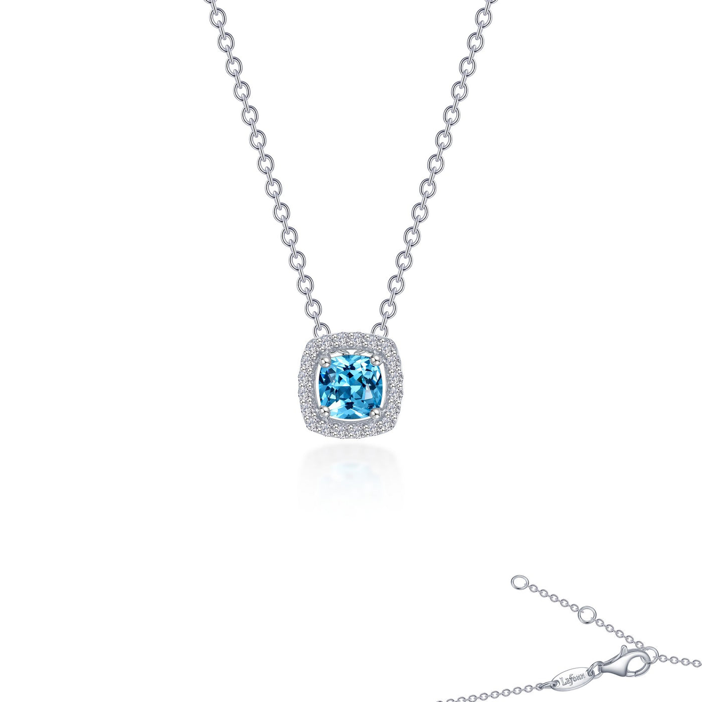 0.76 CTW Cushion-Cut Halo Necklace