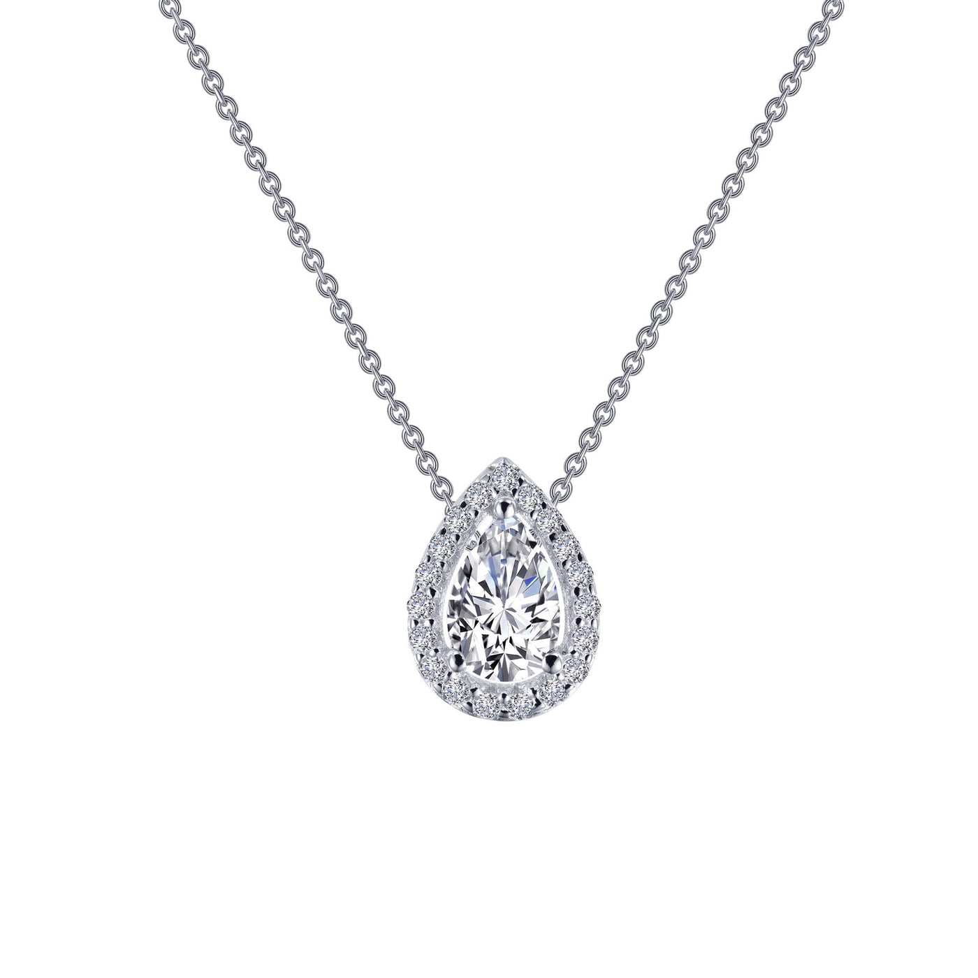 Pear-Shaped Halo Necklace