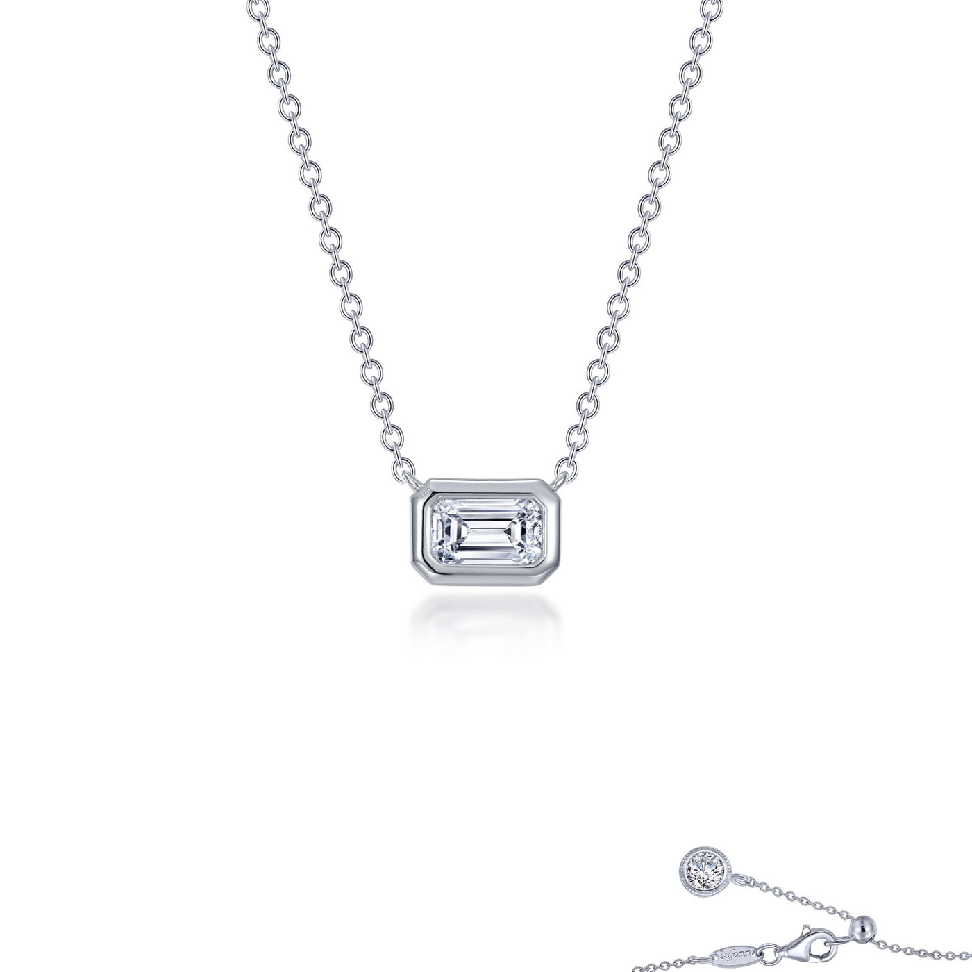 East-West Bezel-Set Emerald-Cut Solitaire Choker Necklace