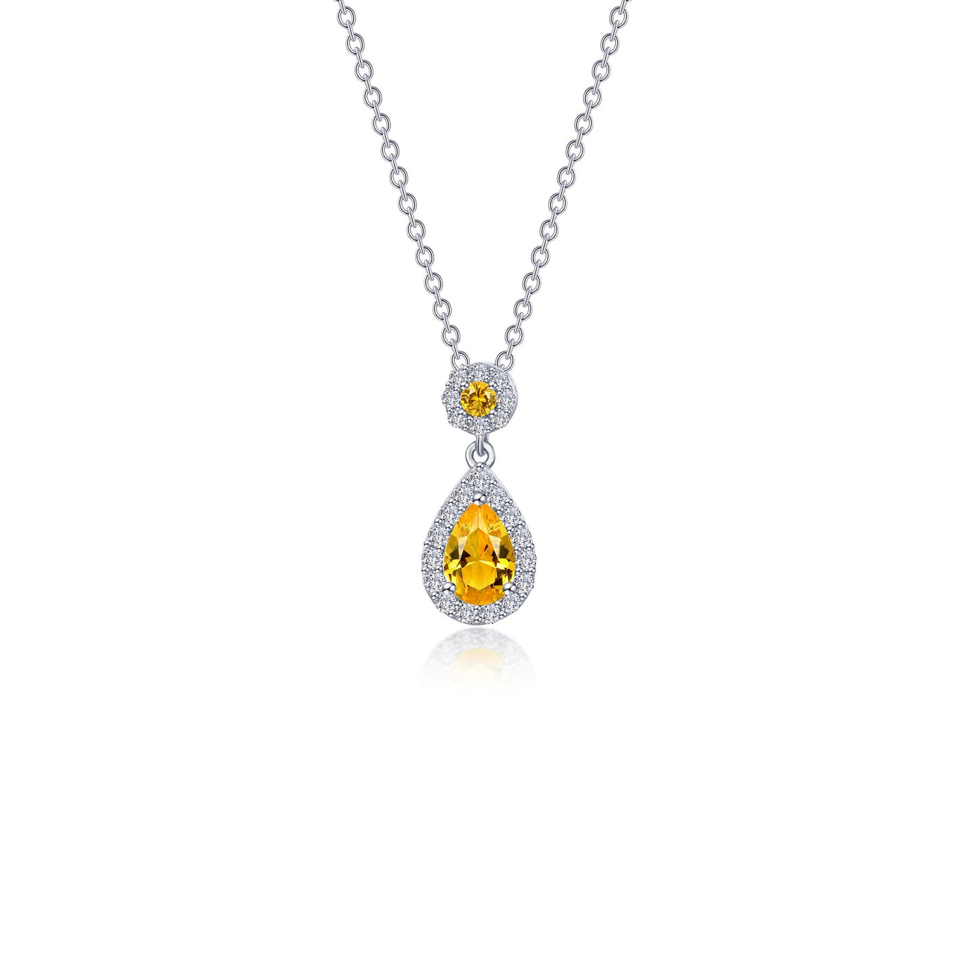 Pear Shape Halo Necklace