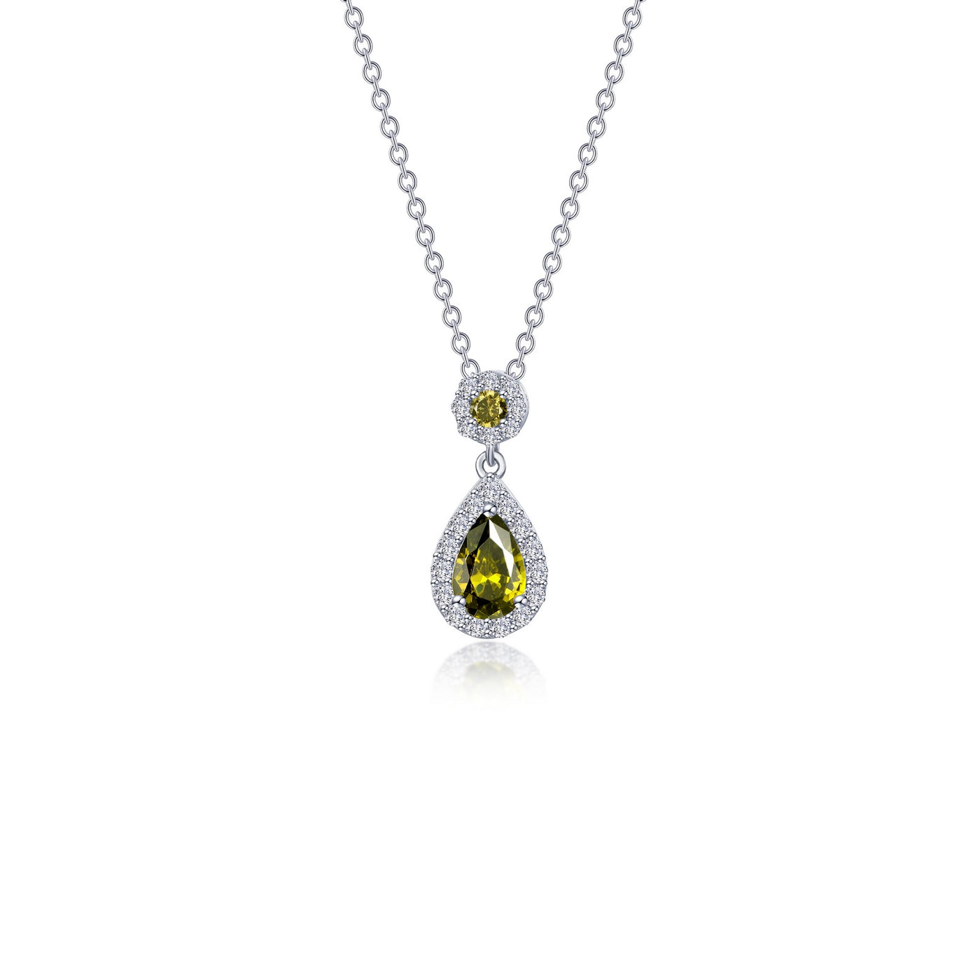 Pear Shape Halo Necklace