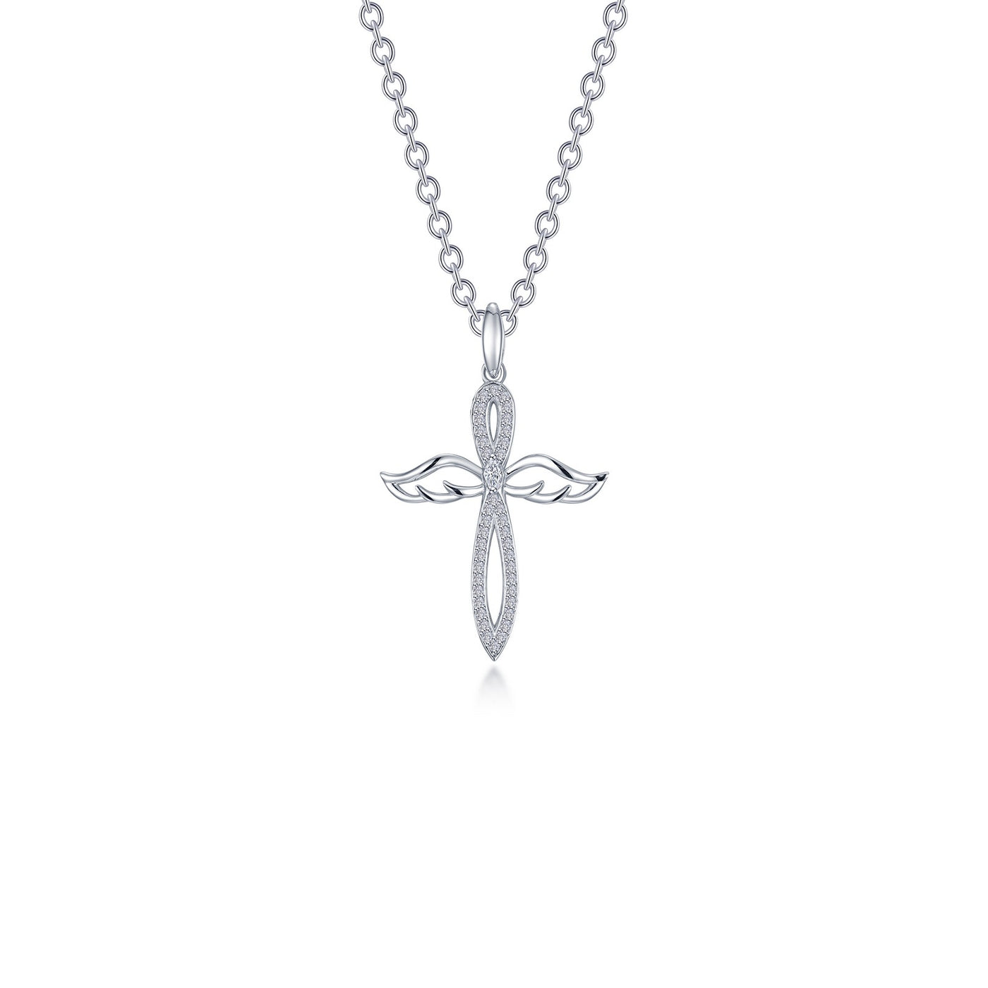 0.74 CTW Angel Wings Cross Necklace