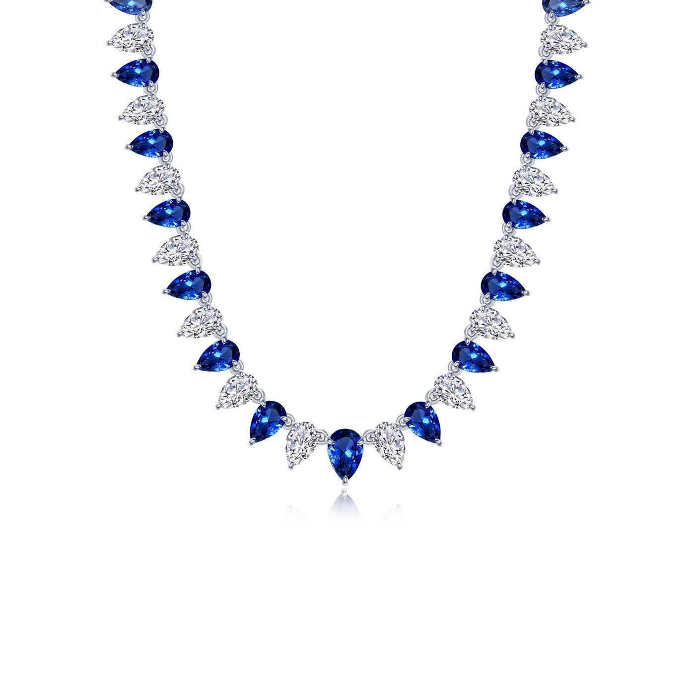 38 CTW Fancy Lab-Grown Sapphire Tennis Choker Necklace