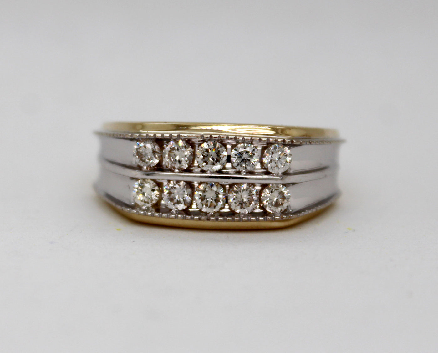 Estate 10KTT 1.00 Cttw Diamond Gents Ring