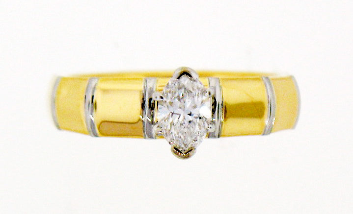 18K/PLATINUM .50 CT MARQUISE DIAMOND SOLITAIRE RING