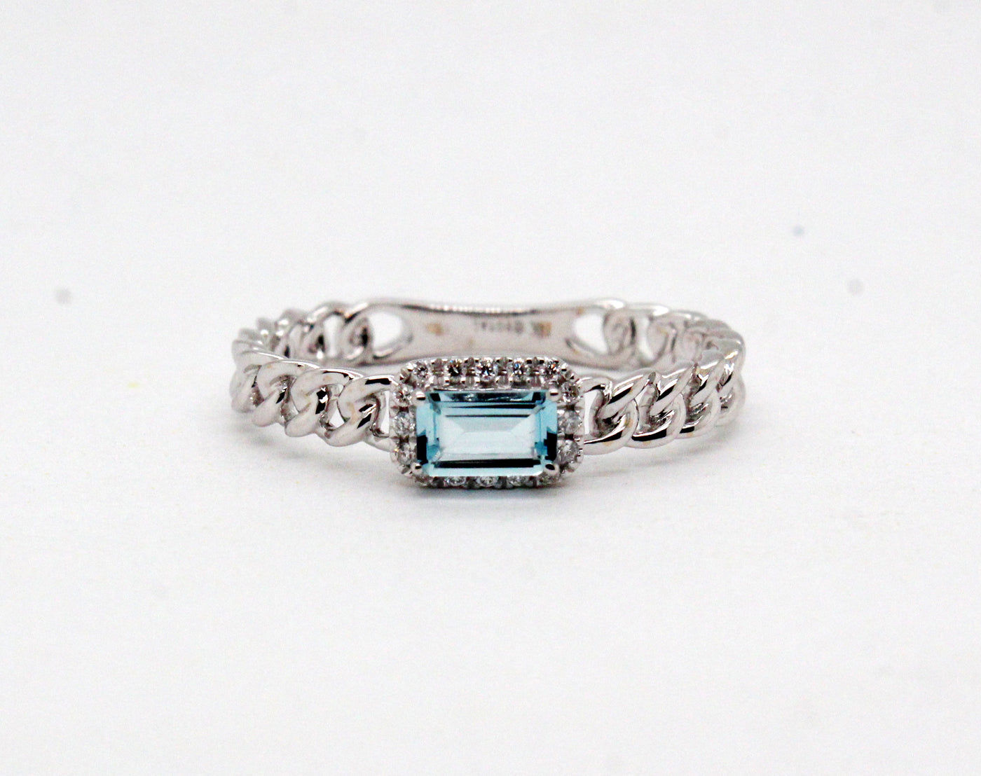 14KW .27 Ct Aquamarine and .07 Cttw Diamond Ring