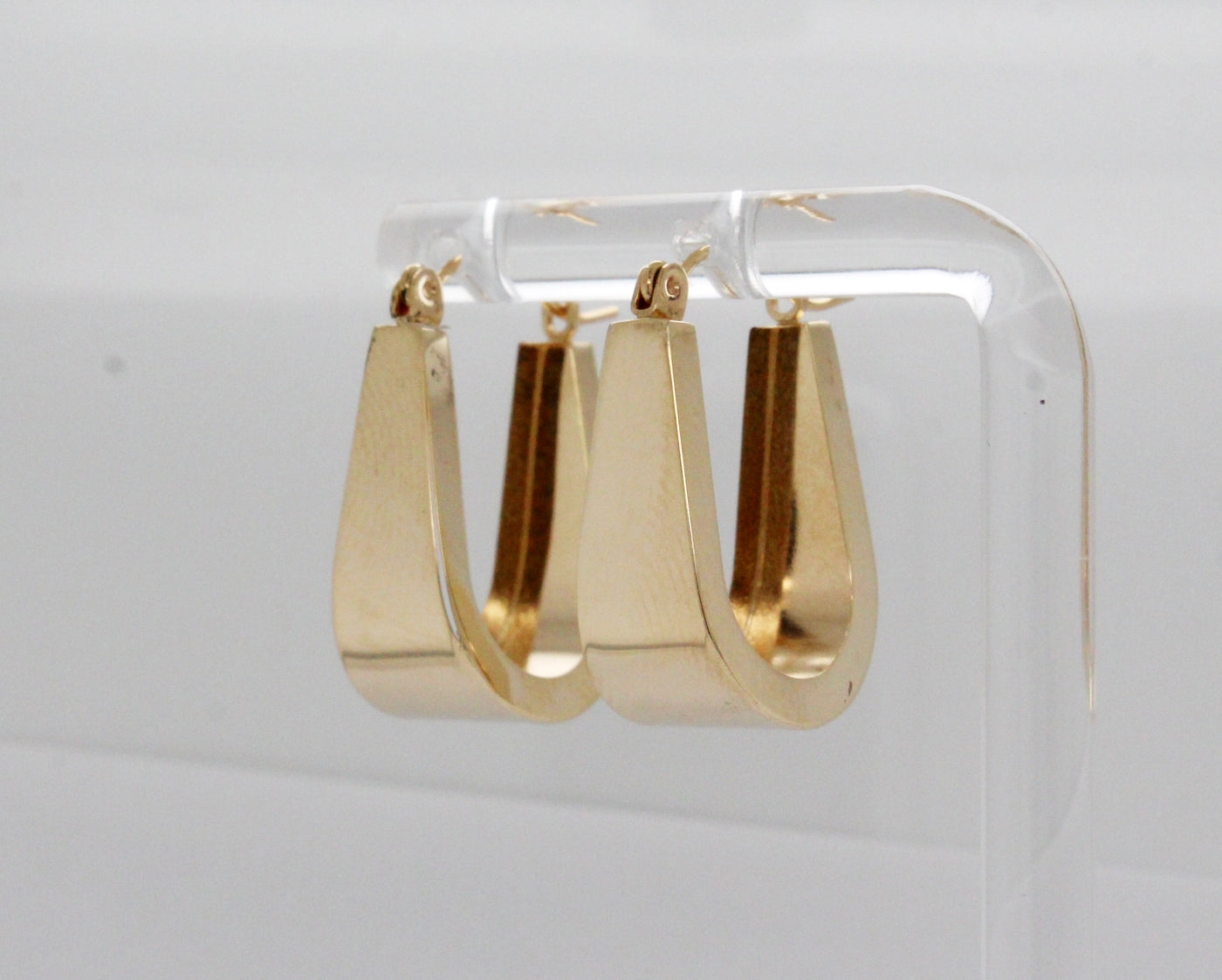 Estate 14KY Wide Tapered Hoop Earrings