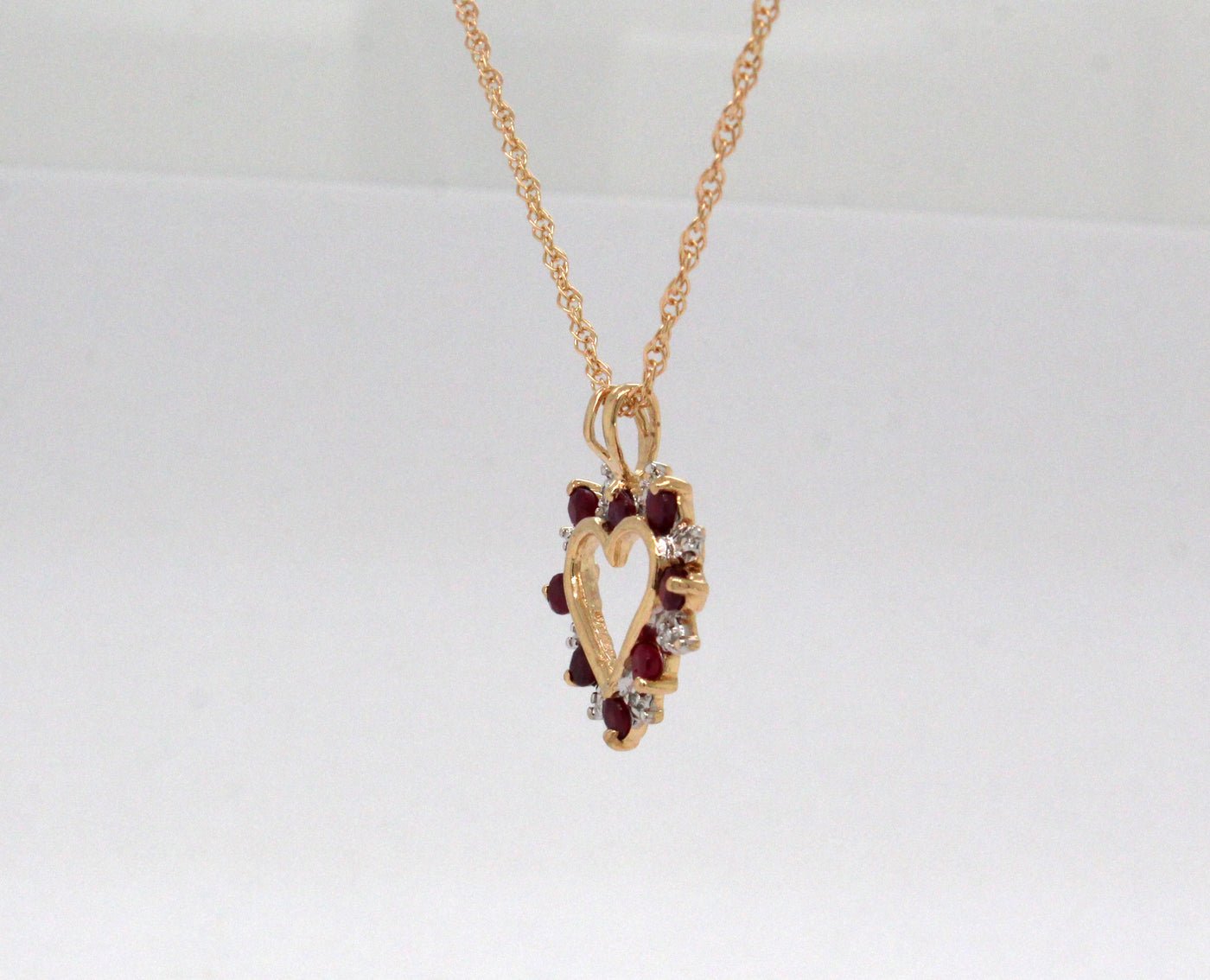 Estate  10KY .32 Cttw Ruby and .01 Ct Diamond Pendant