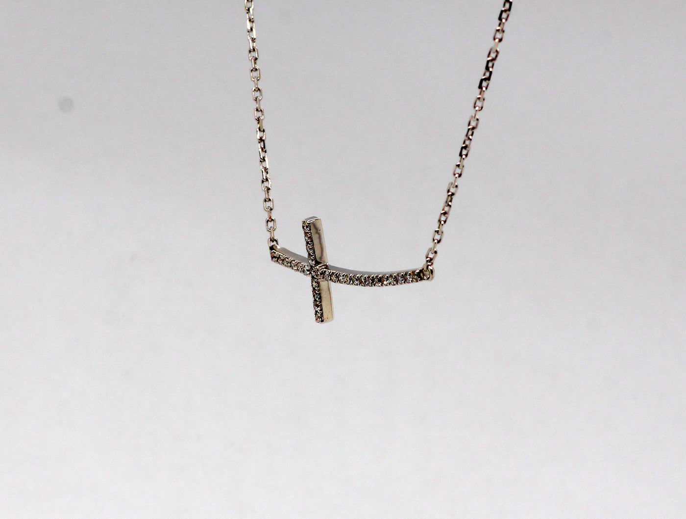 18KW Diamond Cross Necklace