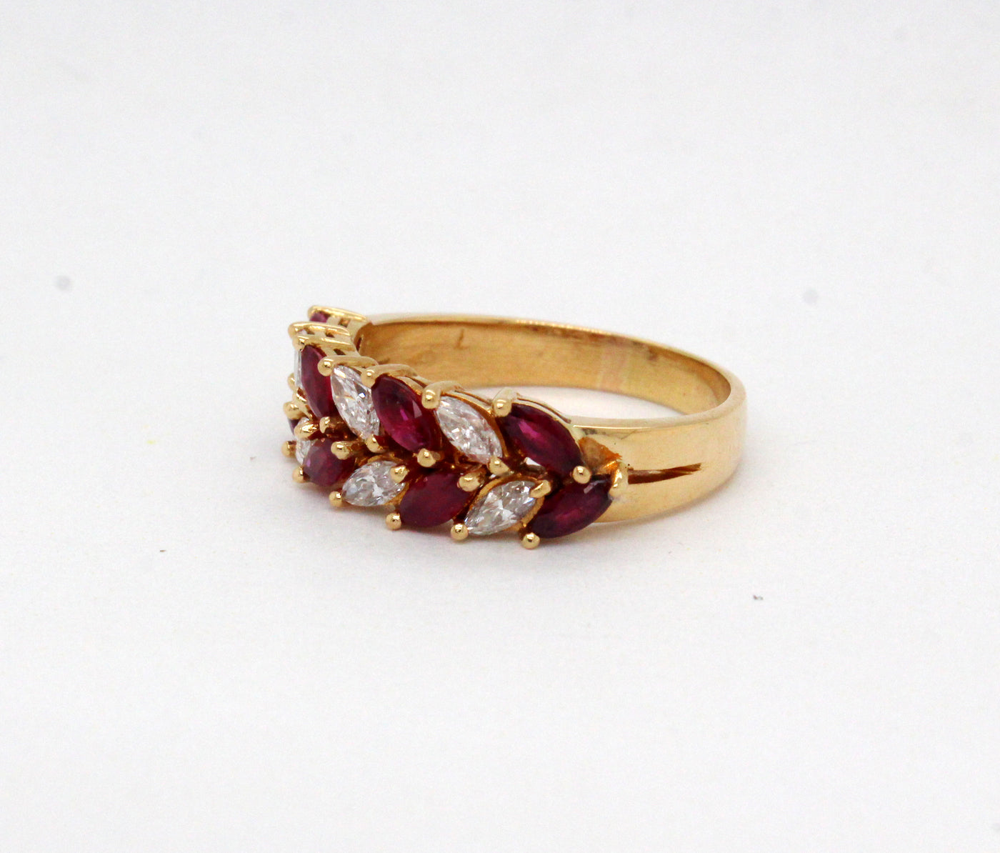 Estate 18KY 1.36 Cttw Ruby and .72 Cttw Diamond Ring H in Color and SI