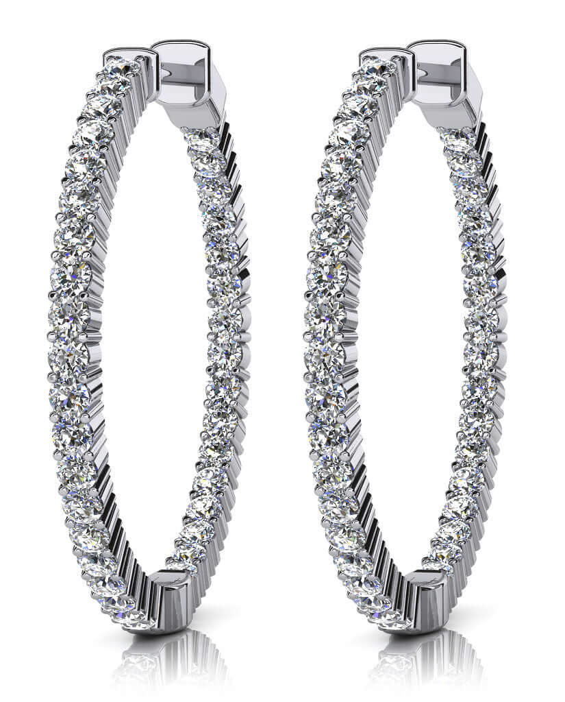 1KY 4.00 CTTW DIAMOND HOOP IN AND OUT EARRINGS, H-SI1