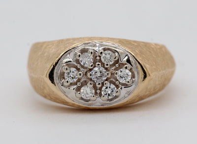 Estate 14KY .50 Cttw Diamond Gents Florentined Ring H in Color and SI2