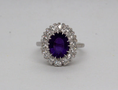 Estate 14KW 2.20 Ct Amethyst and .77 Cttw Diamond Ring