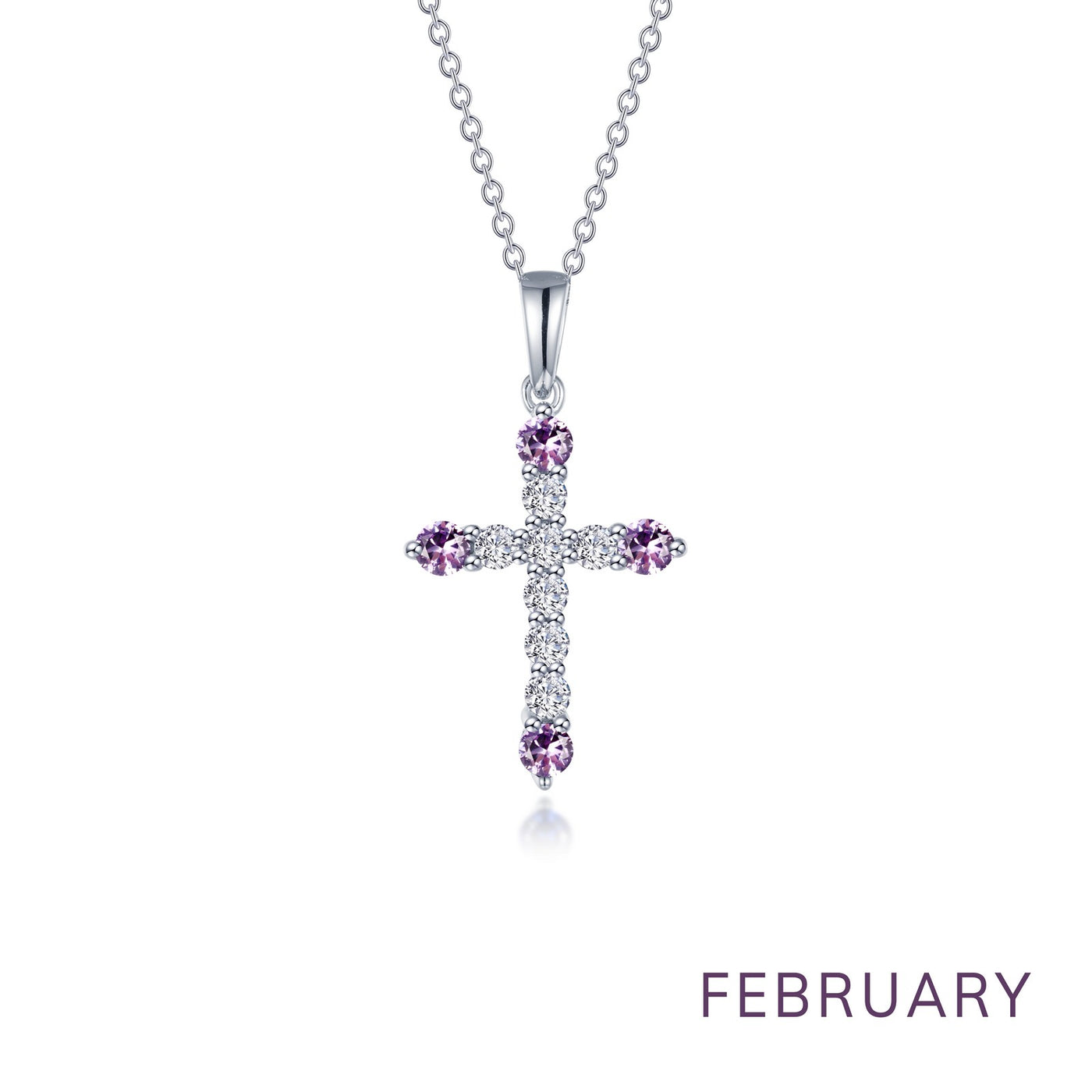 February Birthstone Cross Necklace