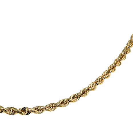 14KY 16" 3.8 MM DIAMOND CUT ROPE CHAIN