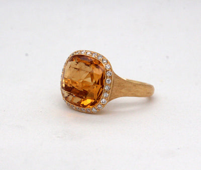 Estate 18KY 3.85 Ct Citrine and .20 Cttw Diamond Ring by Adler