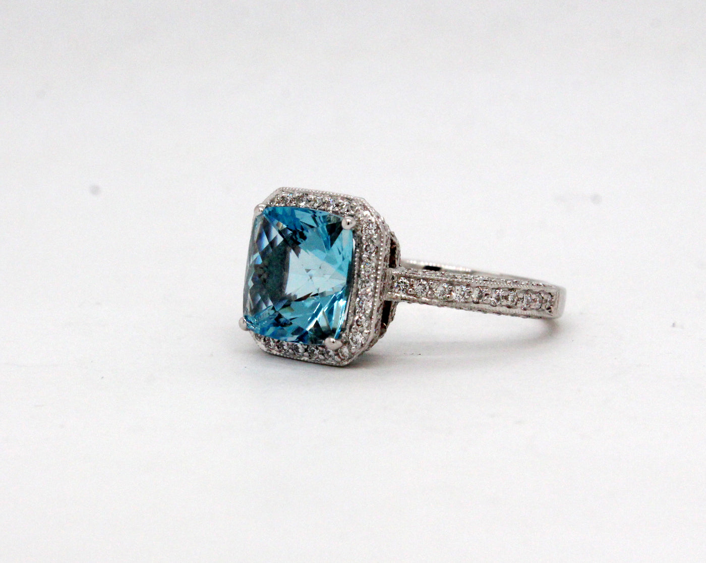 18KW Simon G 3.45 Ct Aquamarine and .90 Cttw Diamond Ring G in Color a