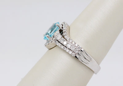 14KW 1.10 Ct Aquamarine and Diamond Ring