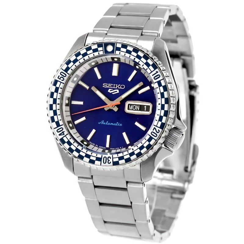 Gents Seiko Automatic Blue Diamond Blue and White Bezel Date Watch