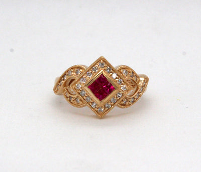 Estate 14KY .36 Cttw Ruby and .25 Cttw Diamond Ring