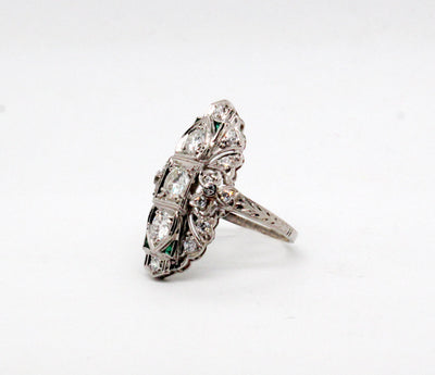 Estate Platinum Emerald and .93 Cttw Diamond Ring