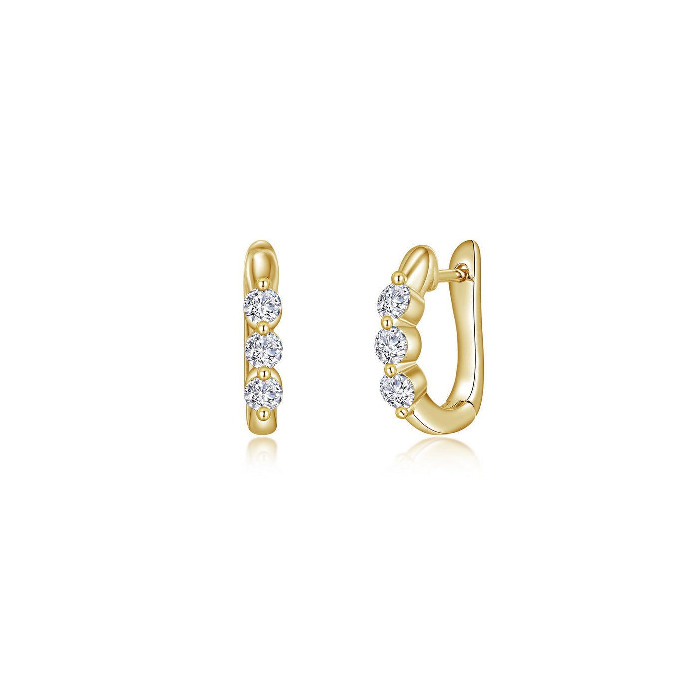 1.0 CTW 3-Stone Huggie Hoop Earrings