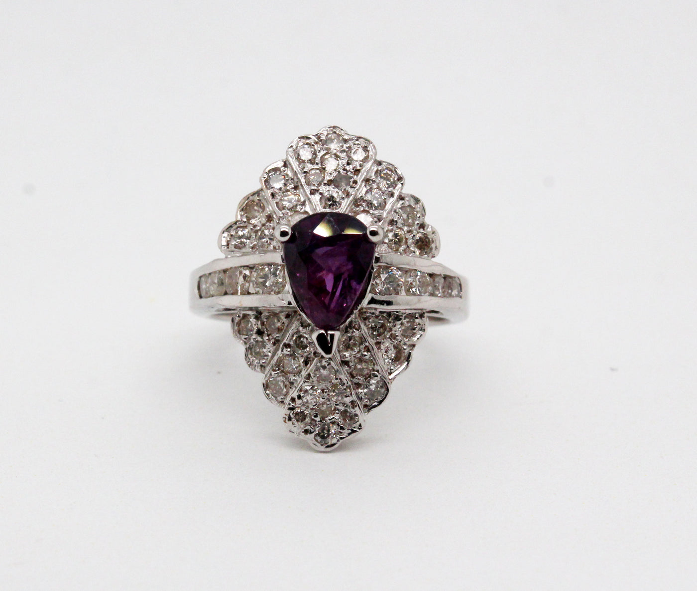 Estate 14KW 1.85 Ct Purple Sapphire and .60 Cttw Diamond Ring