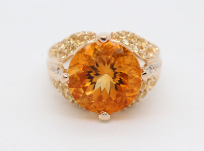 Estate 14KY 8.12 Cttw Citrine and .04 Cttw Diamond Ring H in Color and