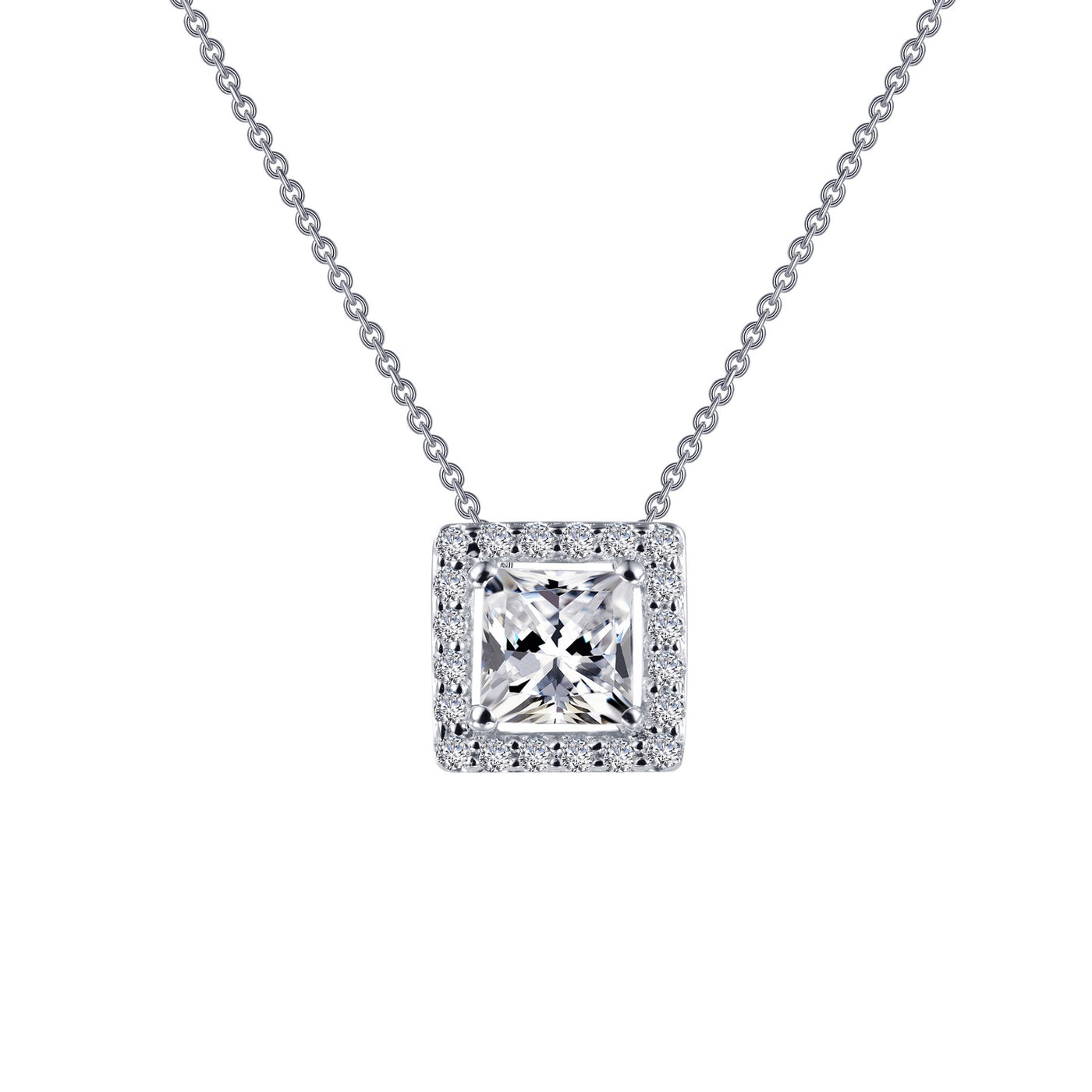 Princess-Cut Halo Necklace