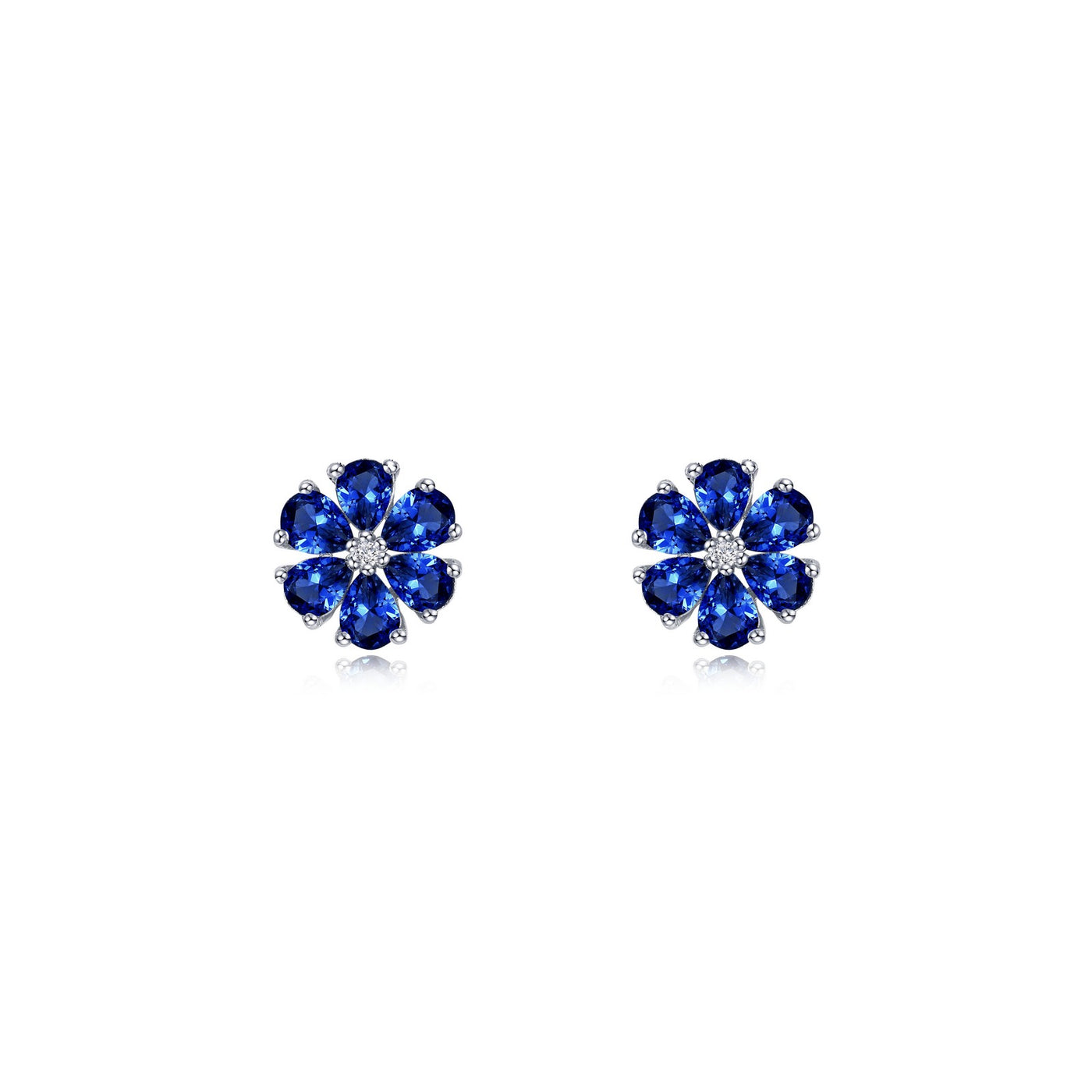 Fancy Lab-Grown Sapphire Flower Stud Earrings